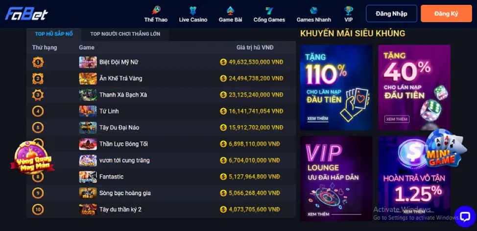 Ứng dụng di động bet20 chơi Slot Games